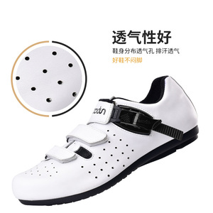 Zapatos de Ciclismo de Cuero Genuino Blanco y Negro con Suela de Goma EVA, Forro de Malla Transpirable para Uso en Exteriores - Product Image 2