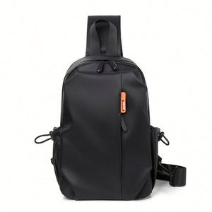 Men's Trendy <b>Black</b> Promotional <b>Backpack</b> Casual Fashionable Crossbody Chest for Motorcycle Personalized Shoulder Bag - Product Image 1