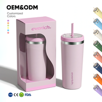 Bouteille isotherme à double paroi en acier inoxydable 304 avec logo personnalisé, couvercle anti-fuite et paille, maintient au froid 12h et au chaud 6h