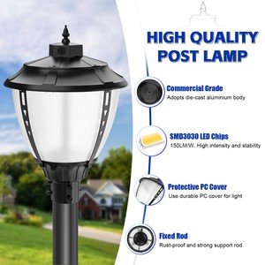 NGT <b>LED</b> Outdoor Post Top <b>Light</b> IP65 Aluminum Body 5000K Road Lighting Dusk to Dawn <b>Sensor</b> 5years warranty outdoor <b>lights</b> - Product Image 4