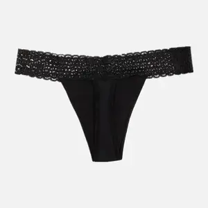 Intiflower PL7040 Light Flow Period Panties Thong T-back Sexy Lace Thongs Low Waist Menstrual Cotton Underwear