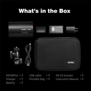 <span class=keywords><strong>Godox</strong></span> <span class=keywords><strong>AD100pro</strong></span> 100Ws 2.4G TTL photographie Flash stroboscopique 1/8000 HSS poche Flash lumière avec batterie au Lithium 2600mAh - Product Image 6