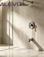 Ensemble de douche encastré en acier inoxydable brossé avec système de douche intégré et effet pluie, homologué UPC CUPC, pour salle de bain murale