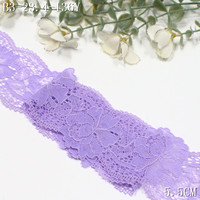 Vente en gros de dentelle élastique étroite de 5 cm, couleur lavande, dentelle à fleurs extensible pour accessoires de lingerie féminine, haute élasticité