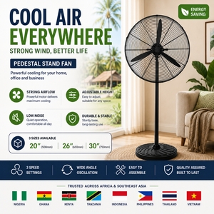 Ventilateur sur pied industriel haute vitesse pour charges lourdes, OEM, refroidissement par air, moteur en métal avec sérigraphie, construction de haute qualité - Product Image 1