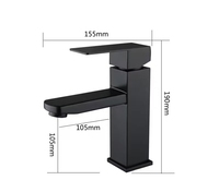 Keran Lotour Black Square Modern Brushed Deck-Mounted Stainless Steel Ceramic Single Hole Thermostatic Touch Sensor Single Handle