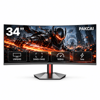 Layar Monitor Grosir OEM ODM, Monitor Gaming Lengkung 34 Inci 165Hz 1ms 3440x1440 untuk Kafe Gaming