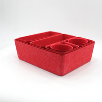 Organisez Votre Espace Désordonné : Plateau de Rangement Multi-usages en Feutre à Structure Grille Divisée pour Câbles et Clés de Bureau