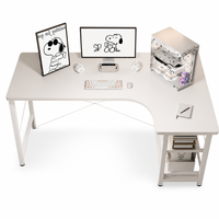 Bureau d'angle en forme de L blanc, avec structure en acier en X, bureau d'ordinateur pour la maison ou le bureau, avec étagère de rangement à 3 niveaux