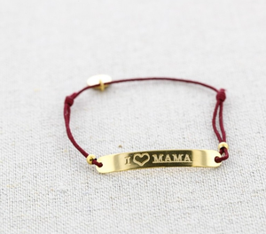 Custom Cord <strong>Bracelet</strong> I Love Mama 316l Stainless Steel Bar Heart <strong>Logo</strong> Engraved Rope <strong>Bracelet</strong> Women Jewelry Gifts for Mother's Day - Product Image 1