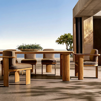 Ensemble de table à manger d'extérieur en teck, design minimaliste, meubles de patio durables