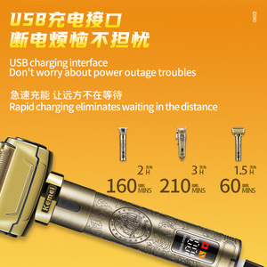 Kemei <b>Hair</b> <b>Clipper</b> Set USB Rechargeable Metal Body LCD Display 210 Min Runtime Electric Trimmer for Men - Product Image 1