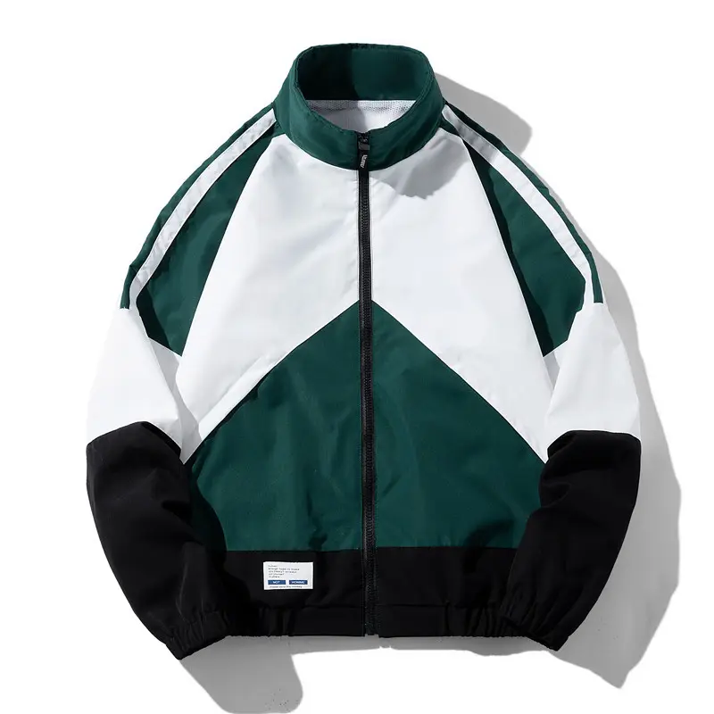 Jaket blok warna olahraga Chaquetas de hombre LOGO kustom jaket lembut musim dingin desainer luar ruangan jaket penahan angin pria