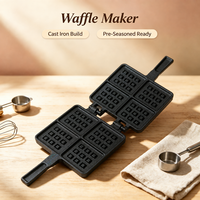 Gaufrier en fonte pré-assaisonné, appareil à gaufres double face pour le petit-déjeuner, les desserts et la cuisson en extérieur