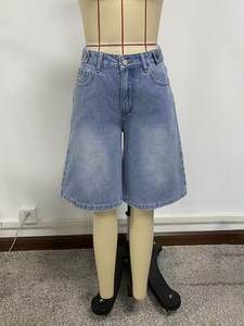 Shorts en <span class=keywords><strong>jean</strong></span> bleu clair vintage pour femmes, taille haute, coupe ample, mode estivale, vêtements décontractés - Product Image 5