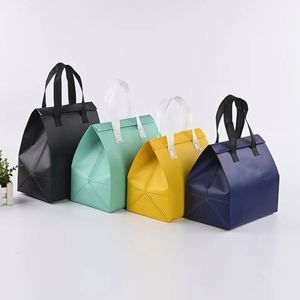 Custom Logo Reusable Thermal Carrier Cooler Tote Aluminum Foil Non Woven Fabric Bag for Food Cake Fresh Produce Delivery - Product Image 3