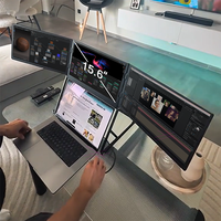 Dreifach Tragbarer Monitor-Erweiterer Vollaluminium QuadScreens 3x15,6" FHD 1080P HDR IPS USB-C & HDMI Kompatibel mit 11-18"Laptops