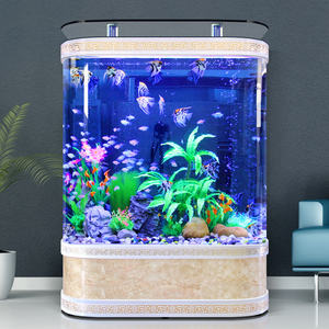 Aquarium en verre incurvé de 25W avec base ornementée Aquarium de luxe de grande capacité pour la décoration intérieure du salon - Product Image 2