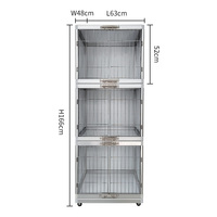 Cage pour chat en alliage d'aluminium avec roues Maison d'élevage empilable à 3 couches Villa professionnelle pour animaux de compagnie