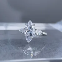MuShan – bague en argent Sterling 925 pour femmes, bijoux de luxe, 5ct, 8x16mm, couleur D, diamant Moissanite, bague pour femmes, bijoux fins brevetés MST