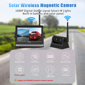 Caméra magnétique sans fil solaire intelligente étanche 1080p Kit de moniteur de caméra de recul de voiture de 7 pouces - Product Image 2