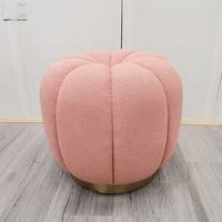 Pouf ottoman en velours gris de style nordique en forme de citrouille ronde