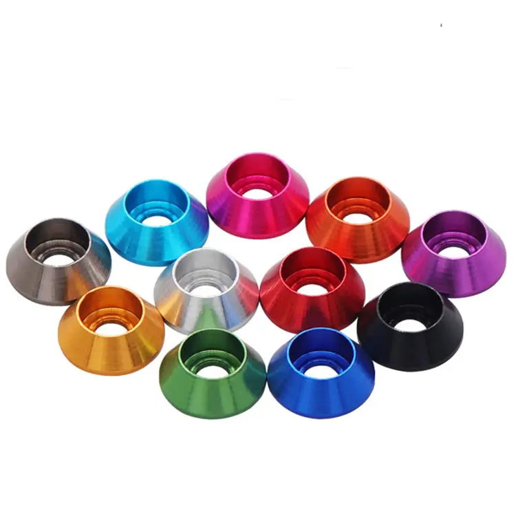 Arandela de copa de aluminio de color anodizado, resistente a la abrasión, M2, M2.5, M3, M4, M5, M6, M8, M10, M12