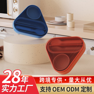 Baby Feeding Box Dining <b>Set</b> With Compartment Plates Bowls Cutlery Fork Spoon Coral Red Triangle <b>Lunch</b> Box 0-12 Months - Product Image 2