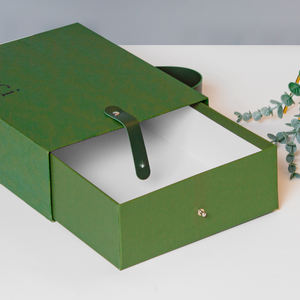 Tiroir coulissant de luxe boîtes de perruque de faveur de mariage emballage de Logo personnalisé emballage de boîte-cadeau de Noël avec poignée en cuir - Product Image 2