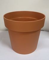 WEICHENG XING Pot Tanaman Bulat Klasik 5 inci Tinggi 4 inci, Pot Bunga Plastik Realistis Warna Terra Cotta untuk Luar Ruangan dan Dalam Ruangan