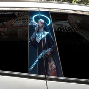 2pcs Unique Car Side Window <strong>Sticker</strong> Edgy Nun Graphic Design Vehicle B-Pillar Body Accessories <strong>Vinyl</strong> Wrap Decal <strong>Stickers</strong> <strong>for</strong> Cars - Product Image 2