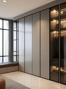 <span class=keywords><strong>Armadio</strong></span> su Misura con Design Gratuito, Telaio in Alluminio, Moderno e Lussuoso, Cabina <span class=keywords><strong>Armadio</strong></span> con Ante Scorrevoli a <span class=keywords><strong>Specchio</strong></span> per Camera da Letto - Product Image 1