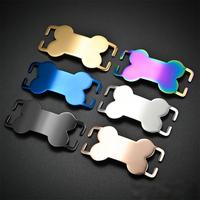 Plaques d'identification pour animaux de compagnie en acier inoxydable, forme d'os, multicolores, à glisser sur le collier, avec lettrage DIY pour chien