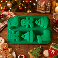 Moule en silicone à 6 cavités pour chaussettes de Noël, bonhomme en pain d'épices et sapin