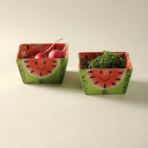 ชามเซรามิคทรงสี่เหลี่ยมลายแตงโมยิ้ม สำหรับเด็ก ใช้เสิร์ฟอาหาร ปลอดภัยสำหรับเครื่องล้างจาน - Product Image 3
