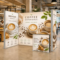 Boîte à lumière autoportante en polyester attrayante, impression numérique personnalisée, boîte à lumière lumineuse polyvalente et robuste pour café