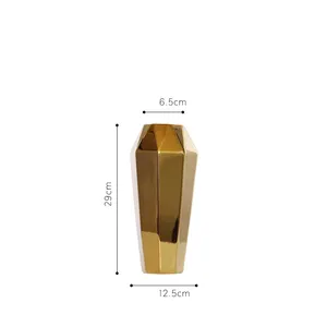 Hete Verkoop Duurzame Creatieve Onregelmatige Geometrie Keramische Vazen Woonkamer Tv-Kast Decoratie Bloemen Porseleinen Gouden Vaas