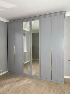 <span class=keywords><strong>Armoire</strong></span> six portes de style crème français avec miroir, grande capacité, en bois massif, pour <span class=keywords><strong>chambre</strong></span> principale, personnalisable - Product Image 3