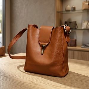 Sac à main en cuir véritable pour femme BS INTERNATIONAL personnalisé avec logo, deux sangles, fermeture à glissière, imperméable, portable, pour les voyages - Product Image 5