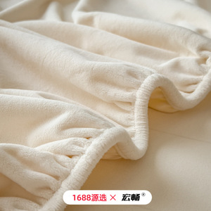 Milk Fleece <b>Fitted</b> <b>Sheet</b> 1.5m Bed Anti Static Solid Color Winter Autumn Baby Mattress Protector - Product Image 3