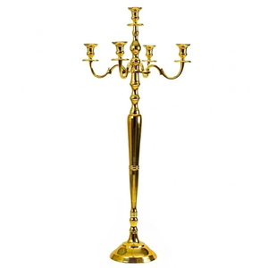 Candelabro de Aluminio Dorado y Oro Rosa, Hecho a Mano en Europa, con Relieve, para Bodas, Navidad, Decoración Romántica de Mesa, Portavelas Z - Product Image 1