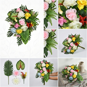 Ramo de Flores Artificiales Mixtas, Guirnaldas Decorativas y Arreglos Florales para Colgar en la Pared, Decoración para el Hogar, Bodas y Eventos - Product Image 6