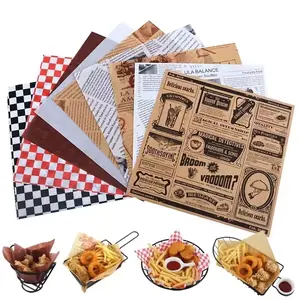 40gsm stampa Logo personalizzato Hamburger imballaggio in carta velina carta oleata patinata carta oleata patinata