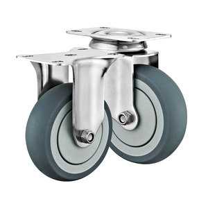 <span class=keywords><strong>Ruedas</strong></span> de Acero Inoxidable de 3, 4 y 5 Pulgadas, Resistentes, con Freno Lateral Antirrobo, Silenciosas, para Carretillas de Mano y Carros de <span class=keywords><strong>Taller</strong></span> - Product Image 6