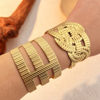 Bracelet en acier inoxydable plaqué or 18 carats, élégant et minimaliste, texture sophistiquée, bracelet ouvert, bijoux inaltérables, cadeau unisexe