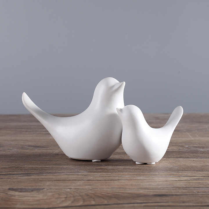 Custom Nordic Small Ornaments Home Decoration Animal Figurines Porcelain Statues Craft Dekoration Black and White Ceramic Bird