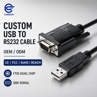 LUNG KAY Memproduksi Kabel Serial USB ke RS232 DB9 Female dengan Chip FTDI untuk Peralatan Industri PLC CNC Custom OEM ODM