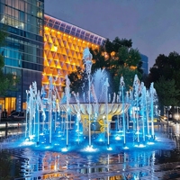 Fuentes de Agua Danzantes LED de Acero Inoxidable Personalizables, Coloridas, Musicales, Decoración de Jardín Exterior, Fuente para Villa