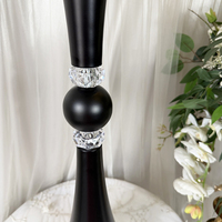Pièce maîtresse de vase trompette à grande fleur noire pour table de mariage
