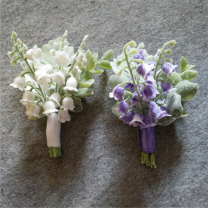 Boutonnières réalistes pour mariée et marié, lys calla, lys de la <span class=keywords><strong>vallée</strong></span>, boutonnières populaires en forme de rose pour les cérémonies de mariage - Product Image 1